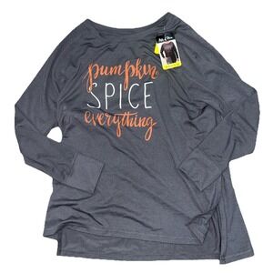 Gray Long Sleeve Top "Pumpkin Spice Everything" State of Mind Size MEDIUM NEW